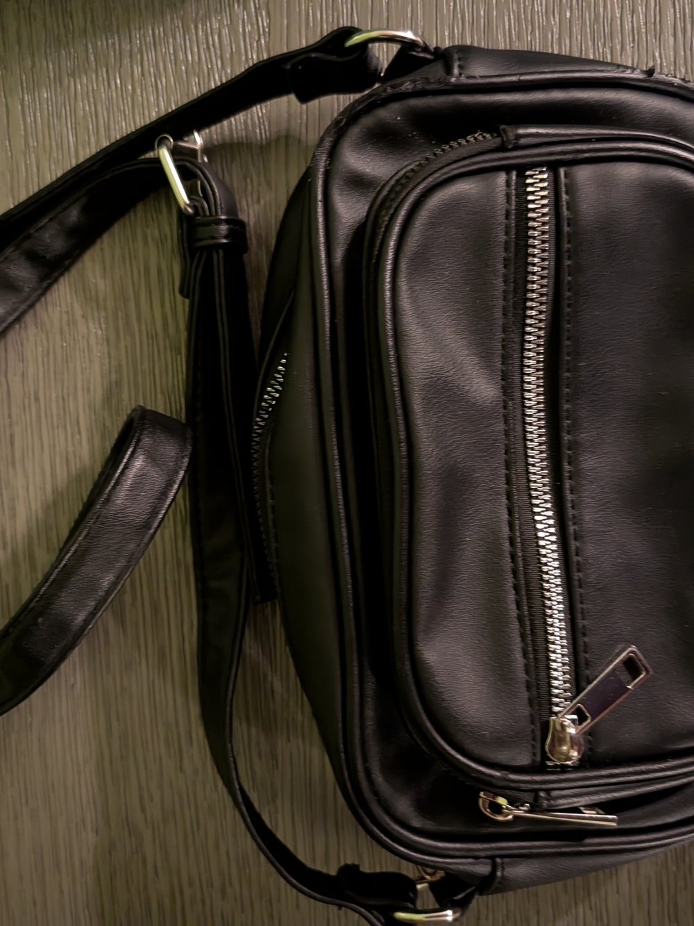 Primark Black Faux Leather Crossbody Bag with Silver Hardware